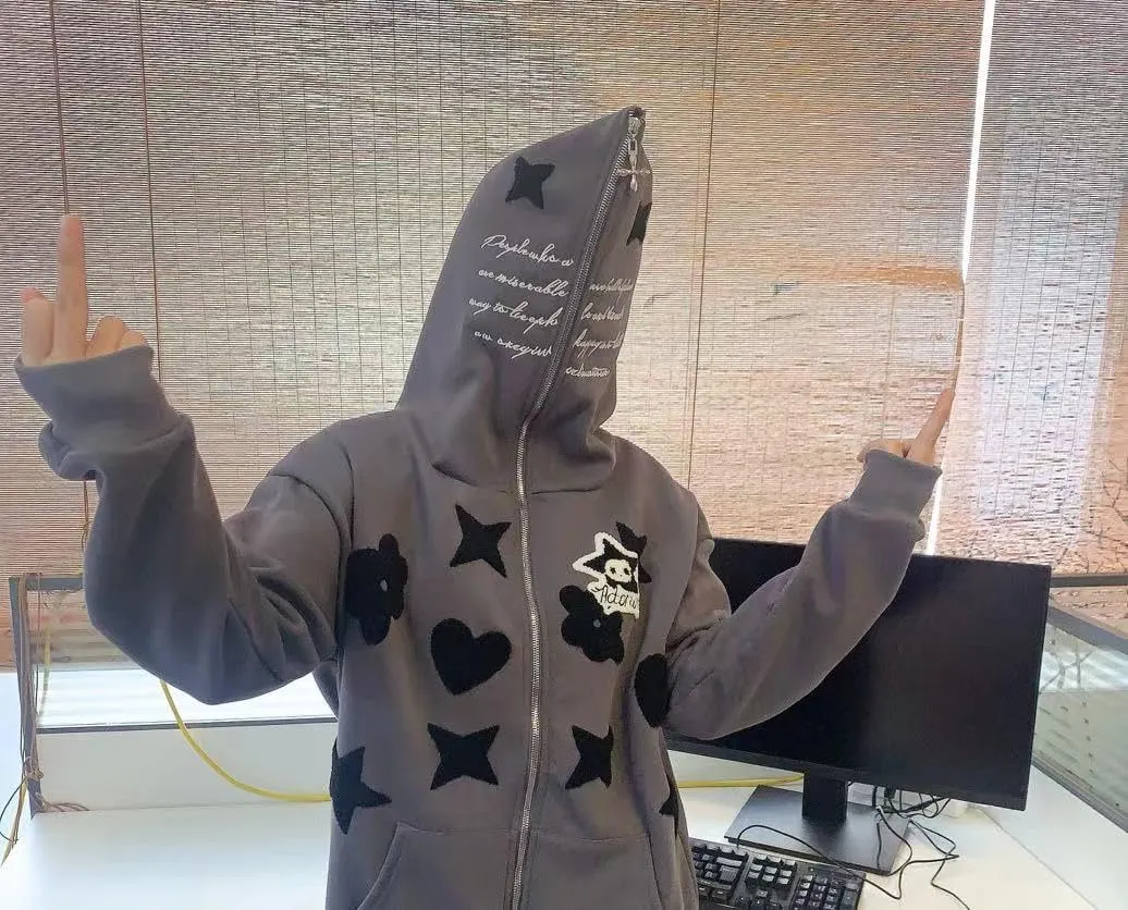 Zip Up Hoodie Women Y2K Kawaii Harajuku Clothes Gothic Web Sweatshirt Hip Hop Grunge Oversized Jacket Coat tops
