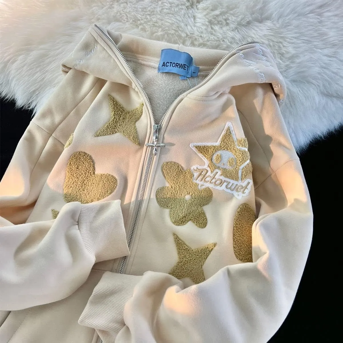 Zip Up Hoodie Women Y2K Kawaii Harajuku Clothes Gothic Web Sweatshirt Hip Hop Grunge Oversized Jacket Coat tops